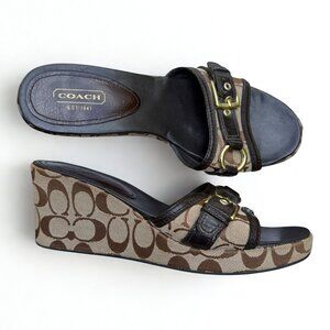 Coach Jewel Slide Wedge Signature Sandal, Pre-loved, Size 11